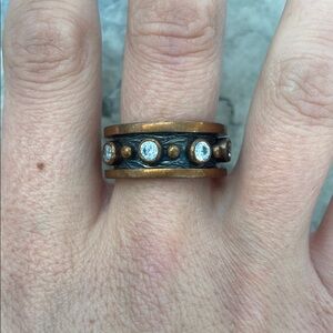 Elegant Gold and Silver Band Ring